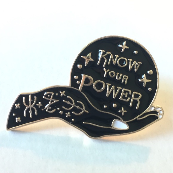 “Know Your Power” hand black metal enamel pin NWT - Picture 6 of 7
